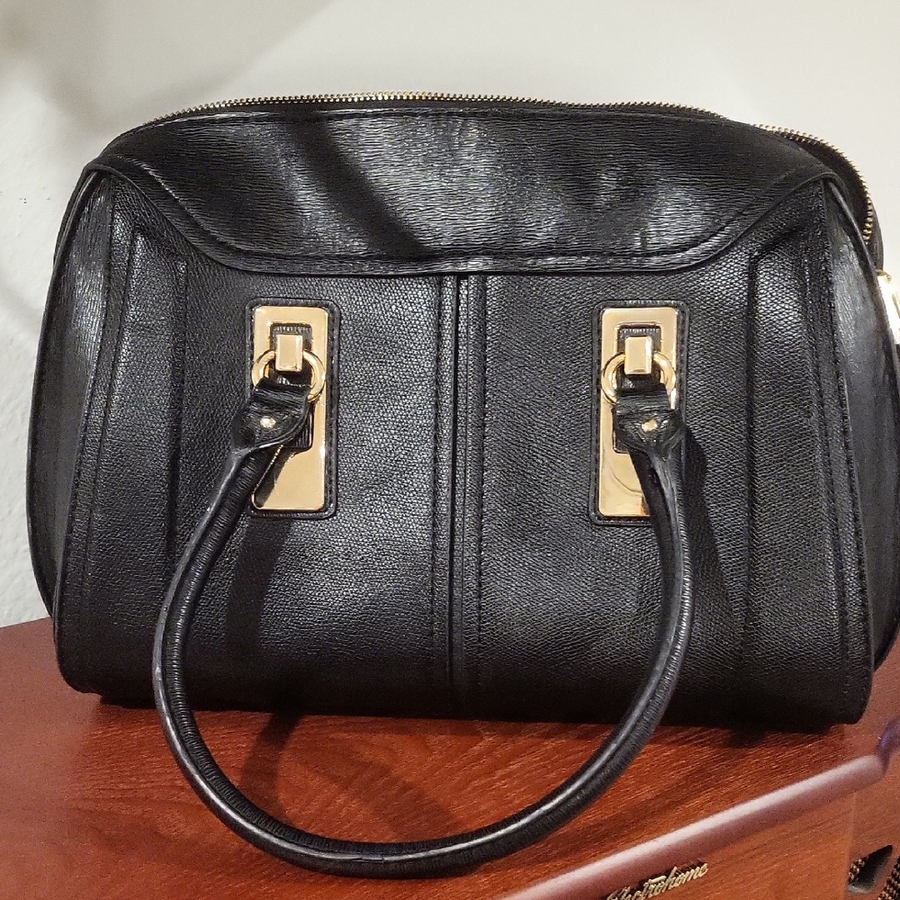 Aldo Black Satchel with Gold Accents
